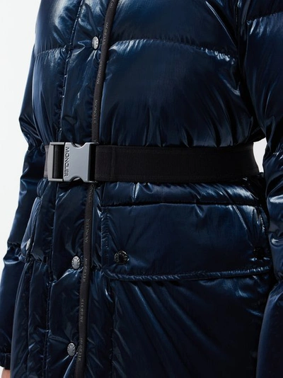 Shop Moncler Herault Belted Quilted Down Jacket In Navy
