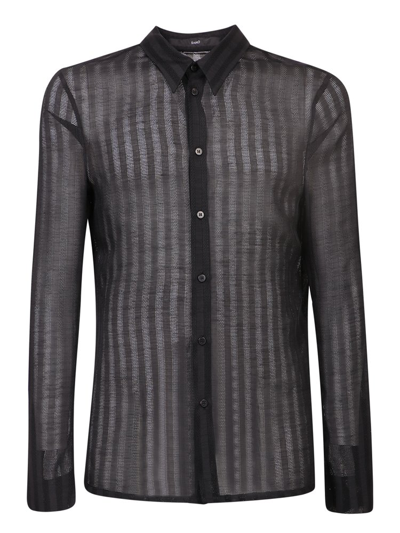 Shop Sapio Buttoned Striped Long In Black