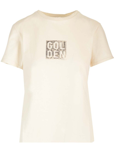 Shop Golden Goose Deluxe Brand Logo Printed Crewneck T In White