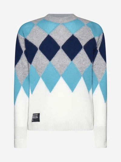 Shop Moncler Frgmt Hiroshi Fujiwara Argyle Wool &amp; Cashmere Sweater In Multicolor