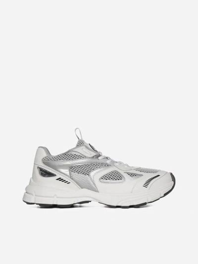 Shop Axel Arigato Marathon Runner Leather And Mesh Sneakers In White,silver