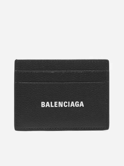 Shop Balenciaga Cash Leather Card Holder In Black,white