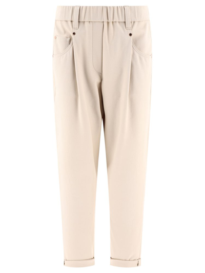 Shop Brunello Cucinelli High Waist Straight Leg Trousers In White