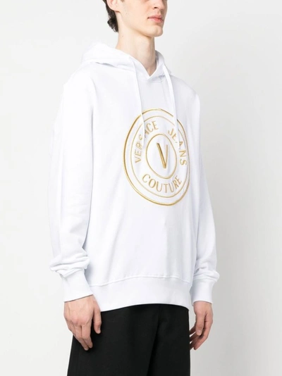 Shop Versace Jeans Couture White Cotton Hoodie