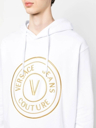 Shop Versace Jeans Couture White Cotton Hoodie