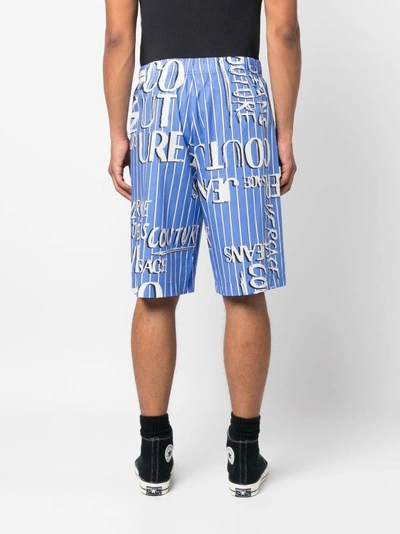 Shop Versace Jeans Couture Clear Blue Printed Shorts