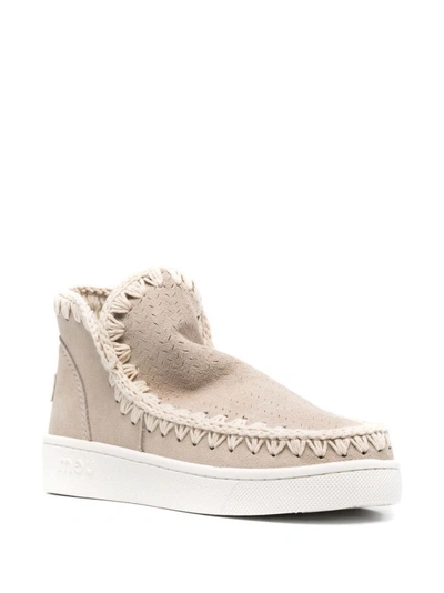Shop Mou Beige Stitched Details Sneakers In Neutrals