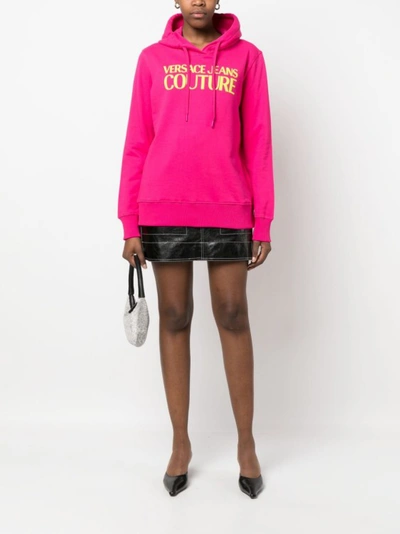 Shop Versace Jeans Couture Pink Cotton Hoodie