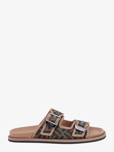 Shop Fendi Sandals In Beige