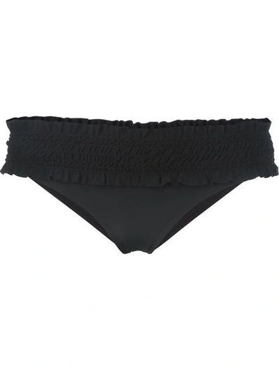 Tory Burch Smocked Costa Hipster Swim Bikini Bottom In Black Black