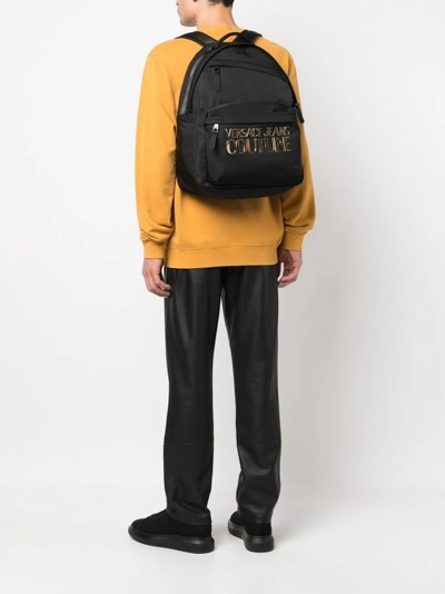 Shop Versace Jeans Couture Sleek Black Backpack