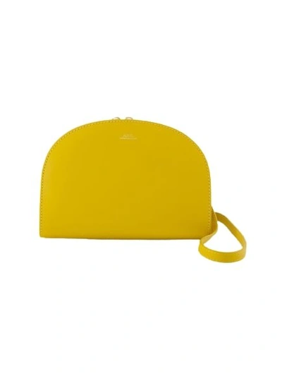 Shop Apc Demi-lune Crossbody Bag - Leather - Yellow