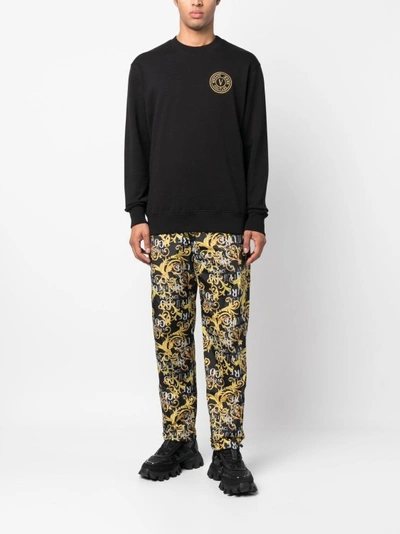 Shop Versace Jeans Couture Black Polyester Trousers