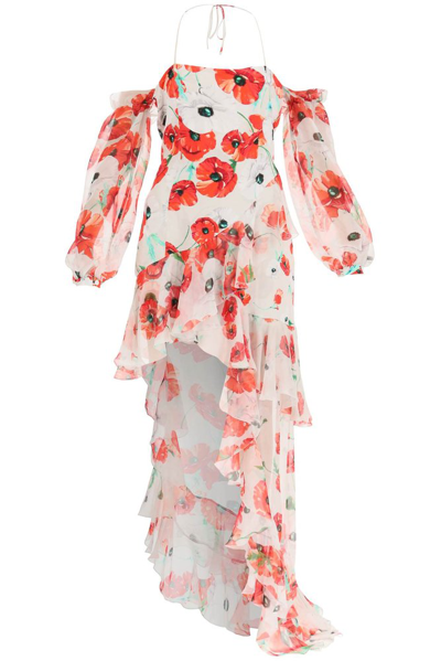 Shop Raquel Diniz Floral Printed Halterneck Dress In Multi