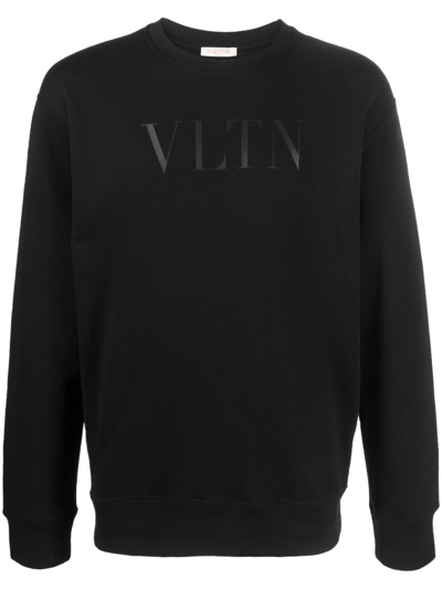 Shop Valentino Vltn Logo-print Cotton Sweatshirt In Black