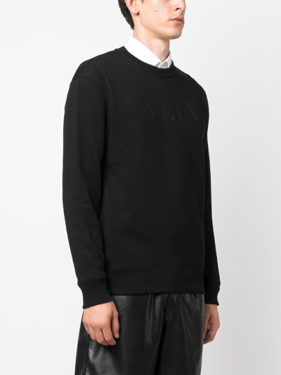 Shop Valentino Vltn Logo-print Cotton Sweatshirt In Black