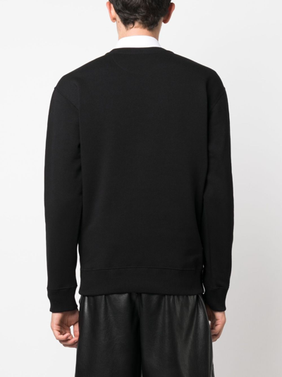 Shop Valentino Vltn Logo-print Cotton Sweatshirt In Black