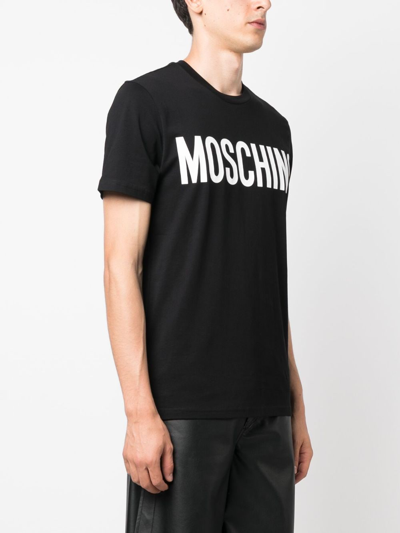 Shop Moschino Logo-print Organic Cotton T-shirt In Black