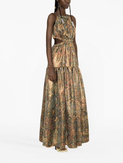 Shop Ulla Johnson Celestina Cut-out Detailed Gown Dress In Green