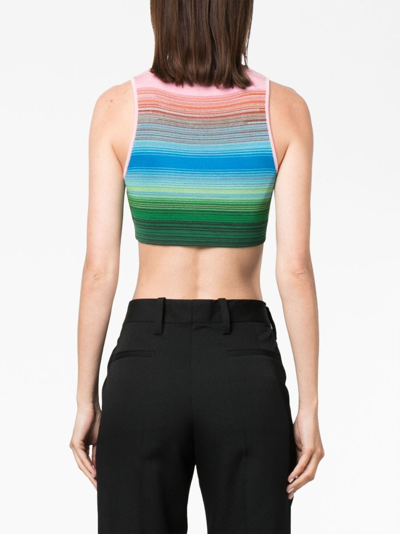 Shop Missoni Striped Cropped Tank Top In Pink
