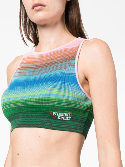 Shop Missoni Striped Cropped Tank Top In Pink