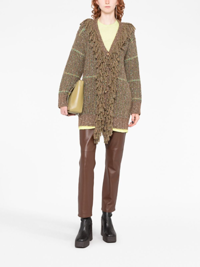 Shop Stella Mccartney Cable-knit Tweed Cardi-coat In Brown