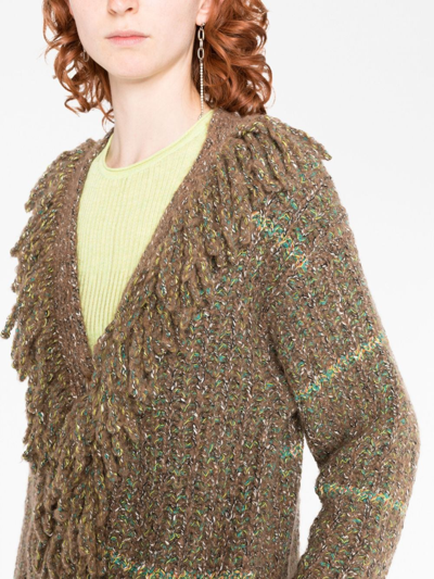Shop Stella Mccartney Cable-knit Tweed Cardi-coat In Brown