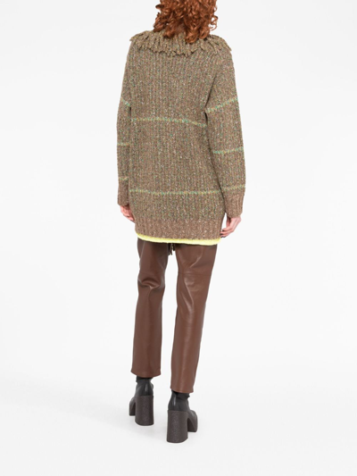 Shop Stella Mccartney Cable-knit Tweed Cardi-coat In Brown