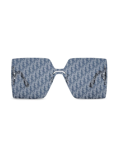 Shop Dior Women's Club M5u Palladium Geometric Sunglasses In Blue Smoke