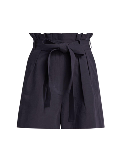 Shop Ulla Johnson Women's Abri Pleated Paperbag Shorts In Midnight