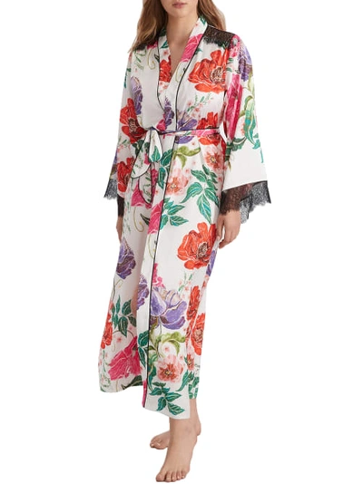 Shop Kilo Brava Satin And Lace Woven Maxi Robe In Embroidered Floral