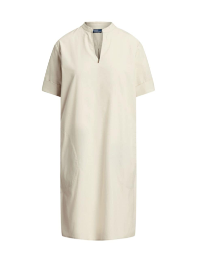 Shop Polo Ralph Lauren Women's Cotton Twill Shift Dress In Pale Cream
