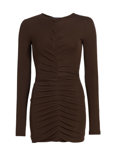 Shop Zeynep Arcay Women's Ruched Jersey Minidress In Dark Brown