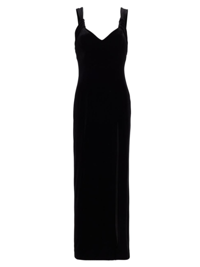 Shop Galvan Women's Liza Velvet Slit Maxi Dress In Black