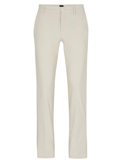Shop Hugo Boss Men's Slim-fit Trousers In A Cotton Blend With Stretch In Open White