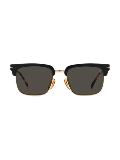 Shop David Beckham Men's 55mm Rectangle Sunglasses In Black Gold Grey