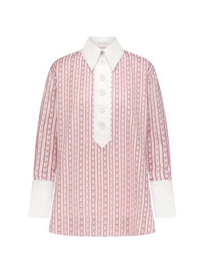 Shop Marina Moscone Women's Shirt With Contrast Collar In White Poppy