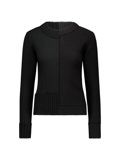 Shop Marina Moscone Women's Patchwork Pullover Sweater In Black