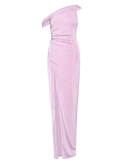 Shop Katie May Women's Rhea Asymmetric Shirred Jersey Gown In Lilac
