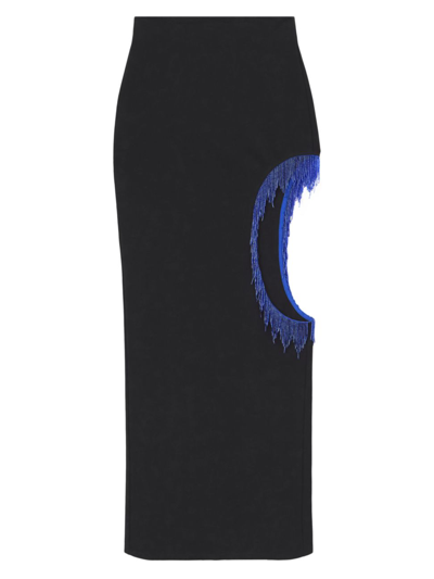 Shop Staud Women's Scarlett Beaded Cut-out Maxi Skirt In Black