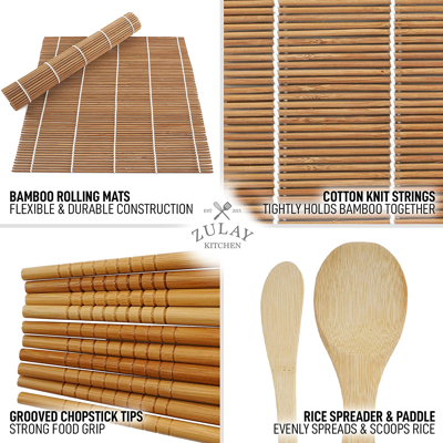 Zulay Kitchen Easy Diy Sushi Kit For Home Made Sushi - Perfect For Starters And Professionals In Brown