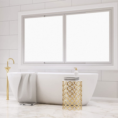 Zulay Kitchen Window Privacy Film - Non-adhesive Opaque Privacy Window Film Glare & Uv Protection (23.4 X 77.1 Inc In White