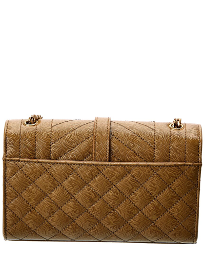 Shop Saint Laurent Envelope Small Leather Crossbody In Brown