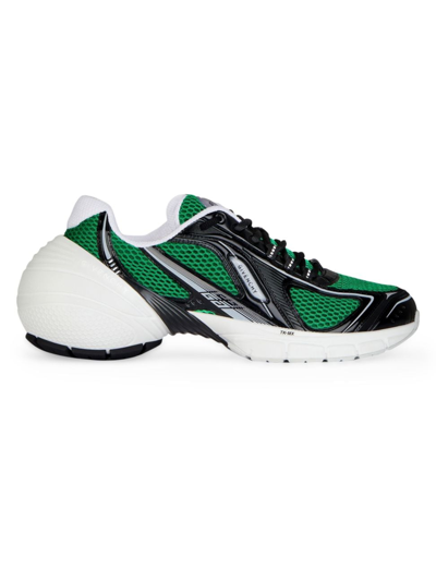 Shop Givenchy Men's Tk-mx Runner Sneakers In Mesh And Synthetic Leather In Green White Black