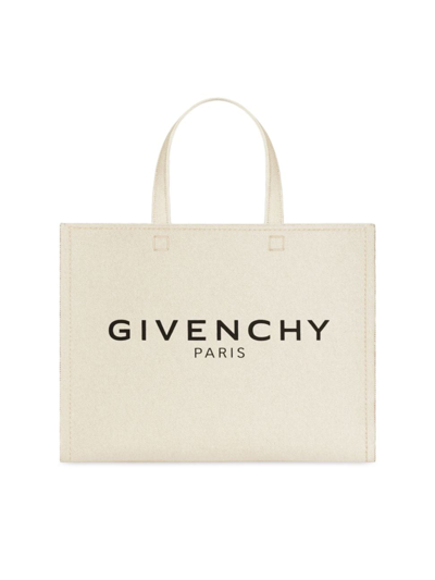 Shop Givenchy Women's Small G Tote Shopping Bag In Canvas In Natural Beige