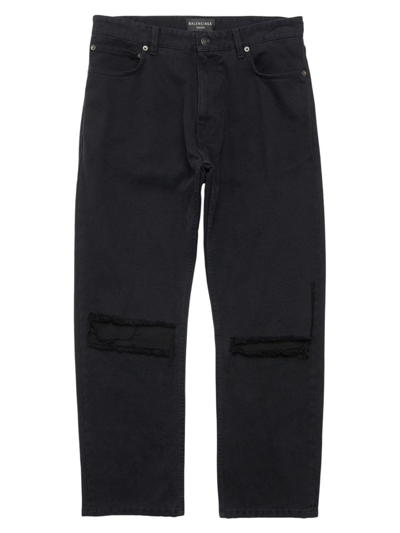 Shop Balenciaga Loose Fit Buckle Jeans In Black