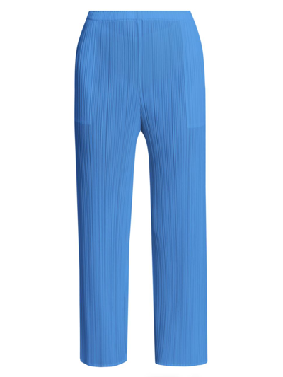 Shop Issey Miyake Women's Coast Plissé Straight-leg Pants In Blue