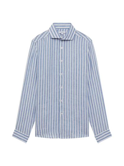 Shop Reiss Men's Linen Button-front Shirt In Aquamarine