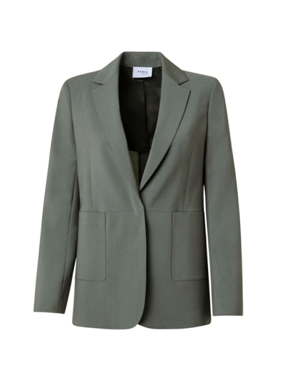 Shop Akris Punto Women's Cool Wool Hidden Button Jacket In Olive