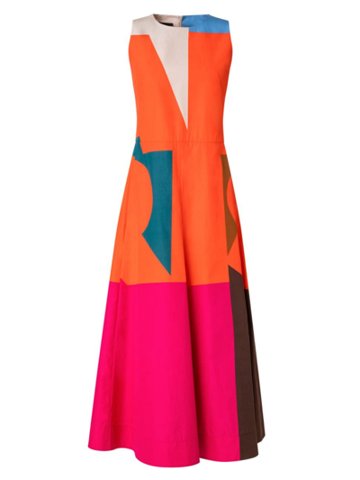 Shop Akris Women's Colorblocked Poplin Midi Dress In Neutral